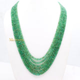 Natural Emerald Round Faceted Gemstone Thread Necklace Beads Strand