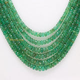 Natural Emerald Round Faceted Gemstone Thread Necklace Beads Strand