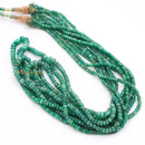 Certified Natural Emerald Round Faceted Healing Gemstone Beads Strand Thread Necklace