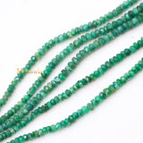 Certified Natural Emerald Round Faceted Healing Gemstone Beads Strand Thread Necklace