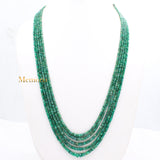 Certified Natural Emerald Round Faceted Healing Gemstone Beads Strand Thread Necklace