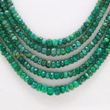 Certified Natural Emerald Round Faceted Healing Gemstone Beads Strand Thread Necklace