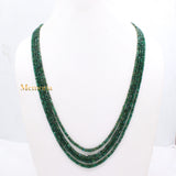 Certified Natural Emerald Round Faceted Healing Gemstone Beads Strand Thread Necklace