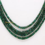 Certified Natural Emerald Round Faceted Healing Gemstone Beads Strand Thread Necklace