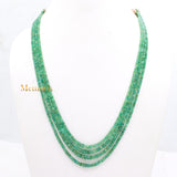 Thread Necklace Natural Emerald Round Faceted Spiritual Healing Gemstone Beads Strand