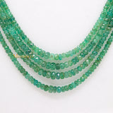 Thread Necklace Natural Emerald Round Faceted Spiritual Healing Gemstone Beads Strand