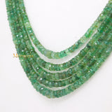 Certified Thread Necklace Natural Emerald Round Faceted Spiritual Healing Gemstone Beads Strand