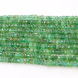 Certified Thread Necklace Natural Emerald Round Faceted Spiritual Healing Gemstone Beads Strand