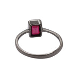 925 Sterling Silver Pink Tourmaline Gemstone Black Rhodium Ring