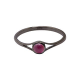 925 Sterling Silver Natural Ruby Gemstone Black Rhodium Plated Round Shaped Ring