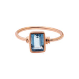 925 Sterling Silver Natural Blue Topaz Gemstone Rose Gold Plated Unisex Ring