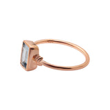 925 Sterling Silver Natural Blue Topaz Gemstone Rose Gold Plated Unisex Ring