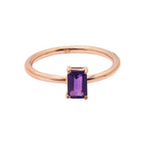 925 Sterling Silver Natural Amethyst Gemstone Rose Gold Plated Ring