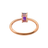 925 Sterling Silver Natural Amethyst Gemstone Rose Gold Plated Ring