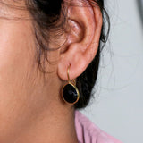 Black Onyx Sterling Silver Earrings Faceted Gemstone Drop Earrings for Women