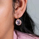Rose Quartz Gemstone Earrings in Sterling Silver  Faceted Pink Drop Jewelry For Women.