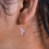 Rose Quartz Gemstone Earrings in Sterling Silver  Faceted Pink Drop Jewelry For Women.
