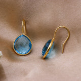 Blue Topaz Sterling Silver Dangle Earrings Handmade Drop Earrings for Women