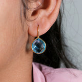 Blue Topaz Sterling Silver Dangle Earrings Handmade Drop Earrings for Women