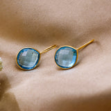 Blue Topaz Sterling Silver Dangle Earrings Handmade Drop Earrings for Women