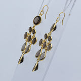 Handcrafted Smoky Quartz Sterling Silver Chandelier Earrings Elegant Multi-Stone Drops.