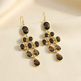 Handcrafted Smoky Quartz Sterling Silver Chandelier Earrings Elegant Multi-Stone Drops.