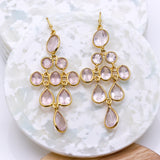 Rose Quartz Sterling Silver Chandelier Earrings Multi-Stone Faceted Pink Gemstone Drops