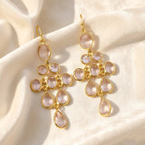 Rose Quartz Sterling Silver Chandelier Earrings Multi-Stone Faceted Pink Gemstone Drops