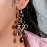 Handcrafted Smoky Quartz Sterling Silver Chandelier Earrings Elegant Multi-Stone Drops.