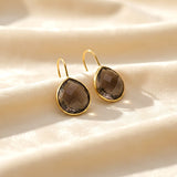 Smoky Quartz Sterling Silver Earrings  Faceted Brown Gemstone Drop Earrings