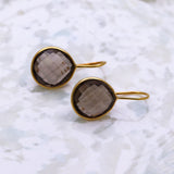 Smoky Quartz Sterling Silver Earrings  Faceted Brown Gemstone Drop Earrings