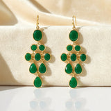 Green Onyx Sterling Silver Chandelier Earrings Multi-Stone Faceted Gemstone Drops