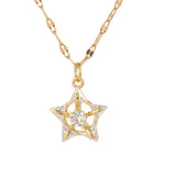 18k Gold Plated Big Star CZ Charm Pendant Necklace