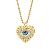 18k Gold Plated Heart Shape Evil Eye CZ Pendant
