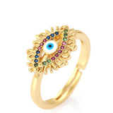 18k Gold Plated Multi Stone Enamel Evil Eye Ring