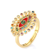 Beautiful Red Enamel Multi Stone Evil Eye Ring