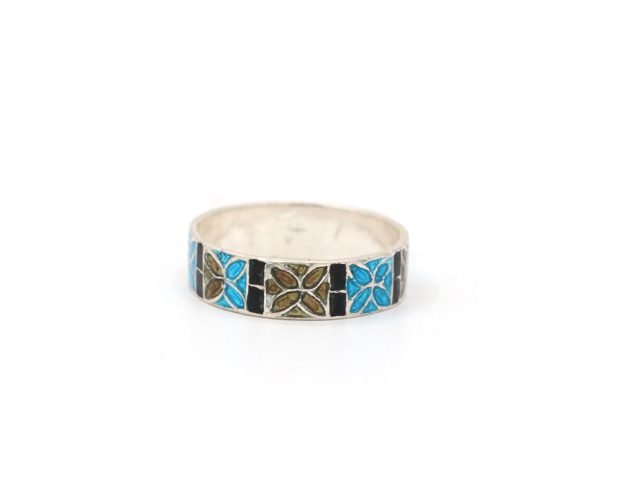 blue and green enamel meenakari ring