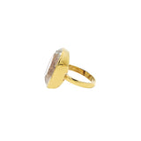 Silver Oval  White Topaz Gold Plated Ring