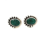 Oval Emerald Silver Earring Stud