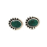 Oval Emerald Silver Earring Stud