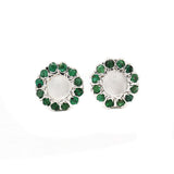 Cat's Eye & Emerald Gemstone Earring Stud